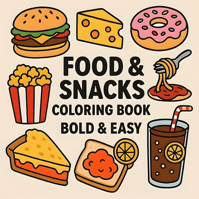 Food Snacks Drawing - Libro de Colorear Temático de Comida