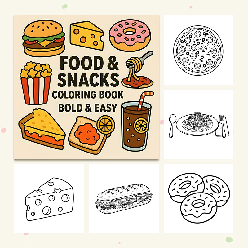 Libro de Colorear Temático de  - Food Snacks Drawing reseña y precio